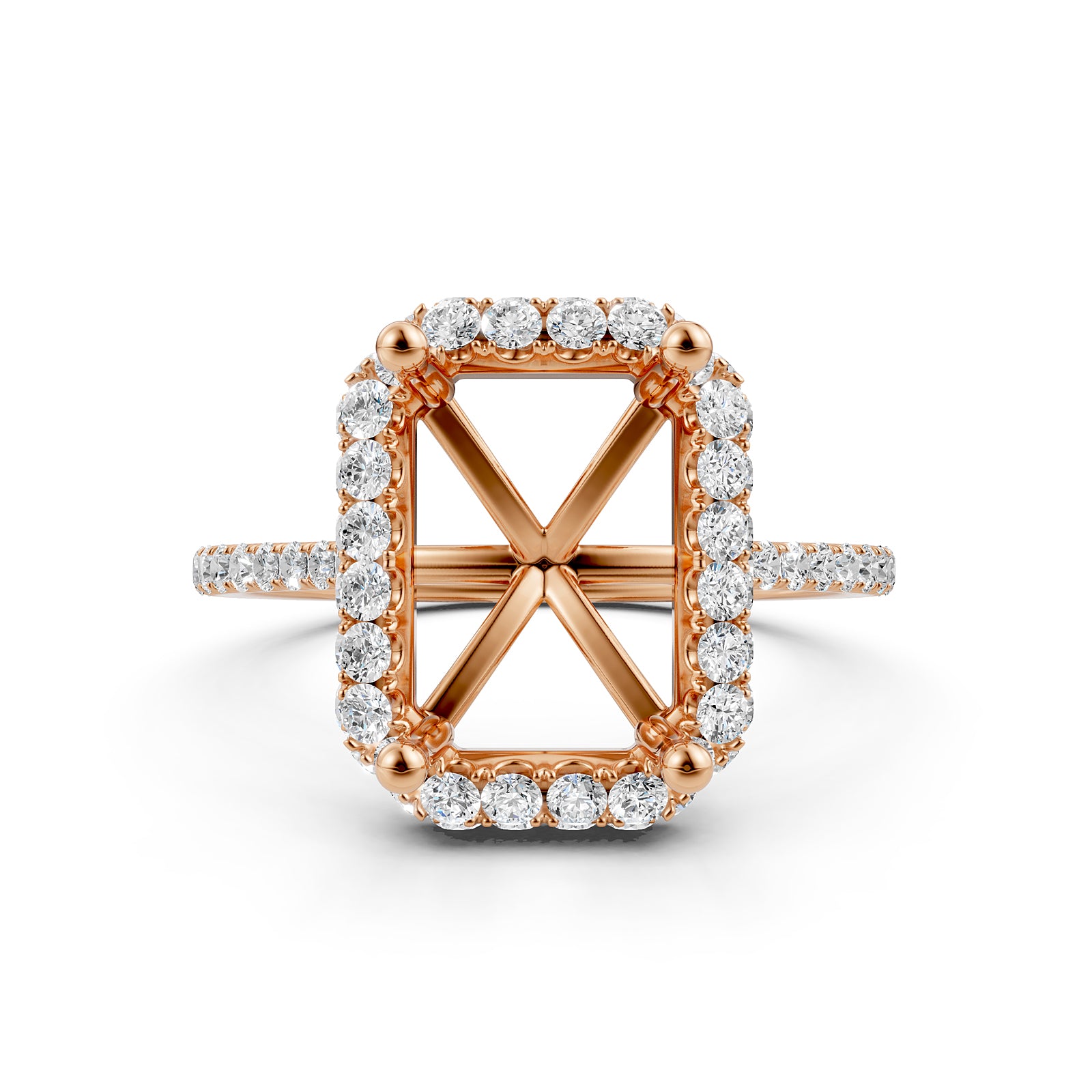 Double Halo Semi Mount Lab Grown Diamond Engagement Ring 0.53 Ct.